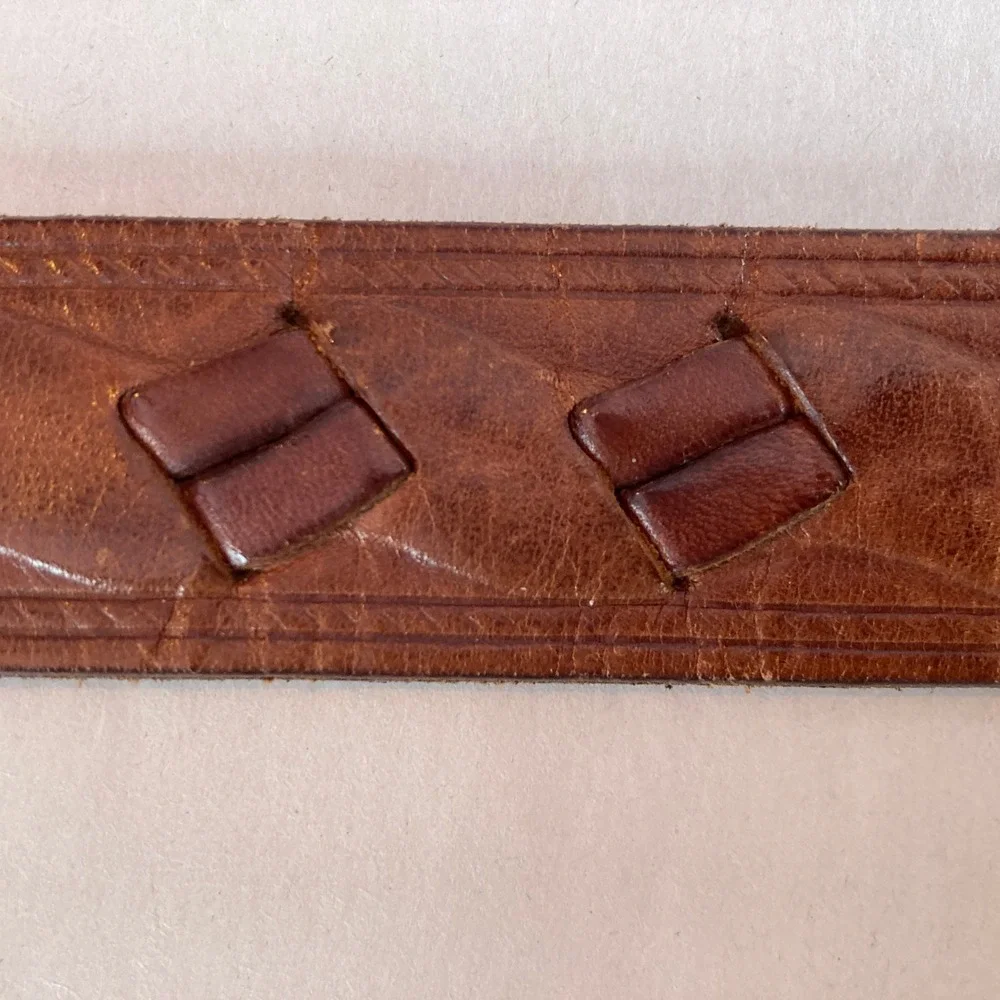 Amanda Smith Brown Genuine Leather Belt Braided Woven Silver Tone Buckle‎ Size L